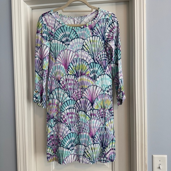 Lilly Pulitzer XS Linden Dress in Serene Blue Oh Shello Seashells Beach Resort - Picture 2 of 7